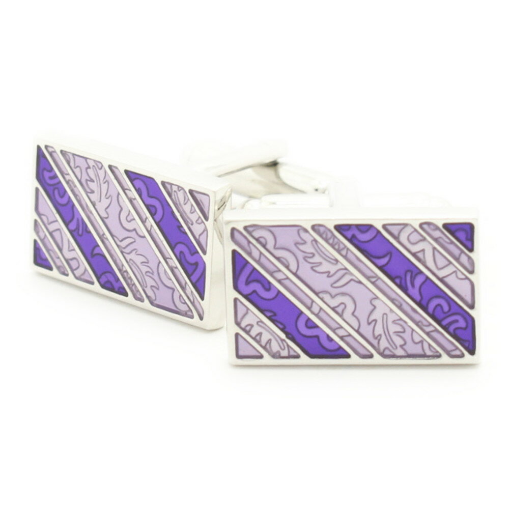 パープル エナメル 花柄ボーダー カフス カフスボタン カフリンクス cufflinks cuffs メンズ 男性 スーツアクセサリー専門店 父の日 ギフトにも...