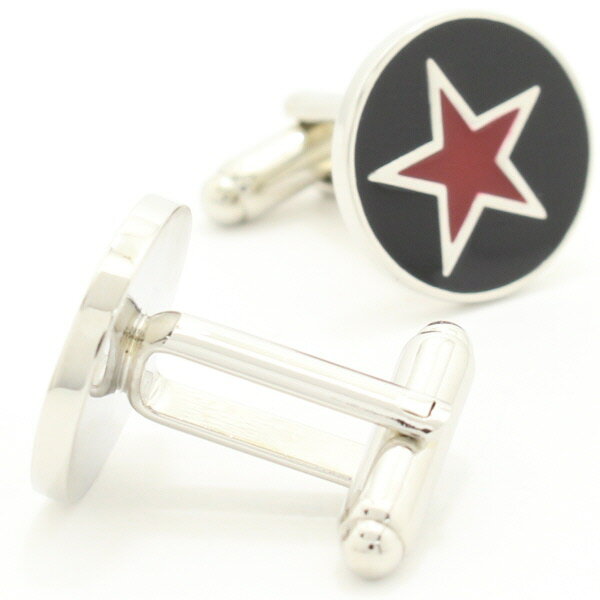 【楽天1位】 黒×赤の星スター マーク カフス カフスボタン カフリンクス cufflinks...