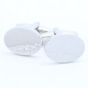 蔦模様の刻印がキラリのシルバー オーバルカフス カフスボタン カフリンクス cufflinks cuffs メンズ 男性 シルバー スーツアクセサリー専門店 父...