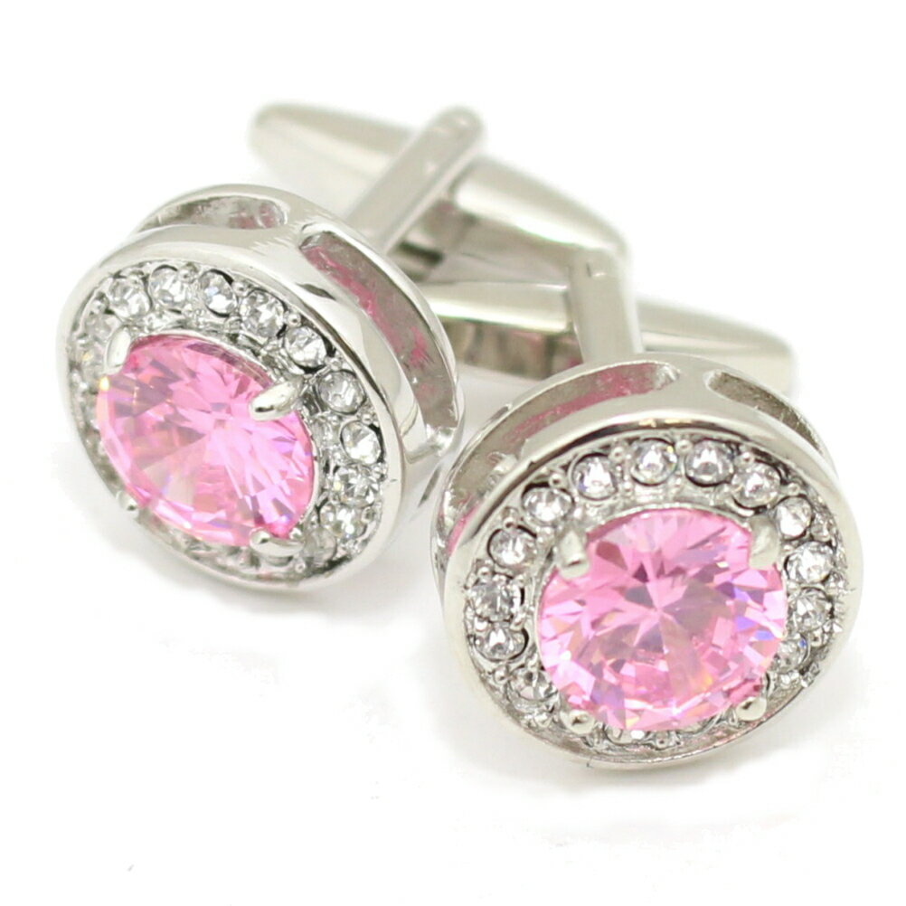 ラウンド ピンク きらきらストーン カフス カフスボタン カフリンクス cufflinks cuffs メンズ 男性 スーツアクセサリー専門店 父の日 ギフトに...