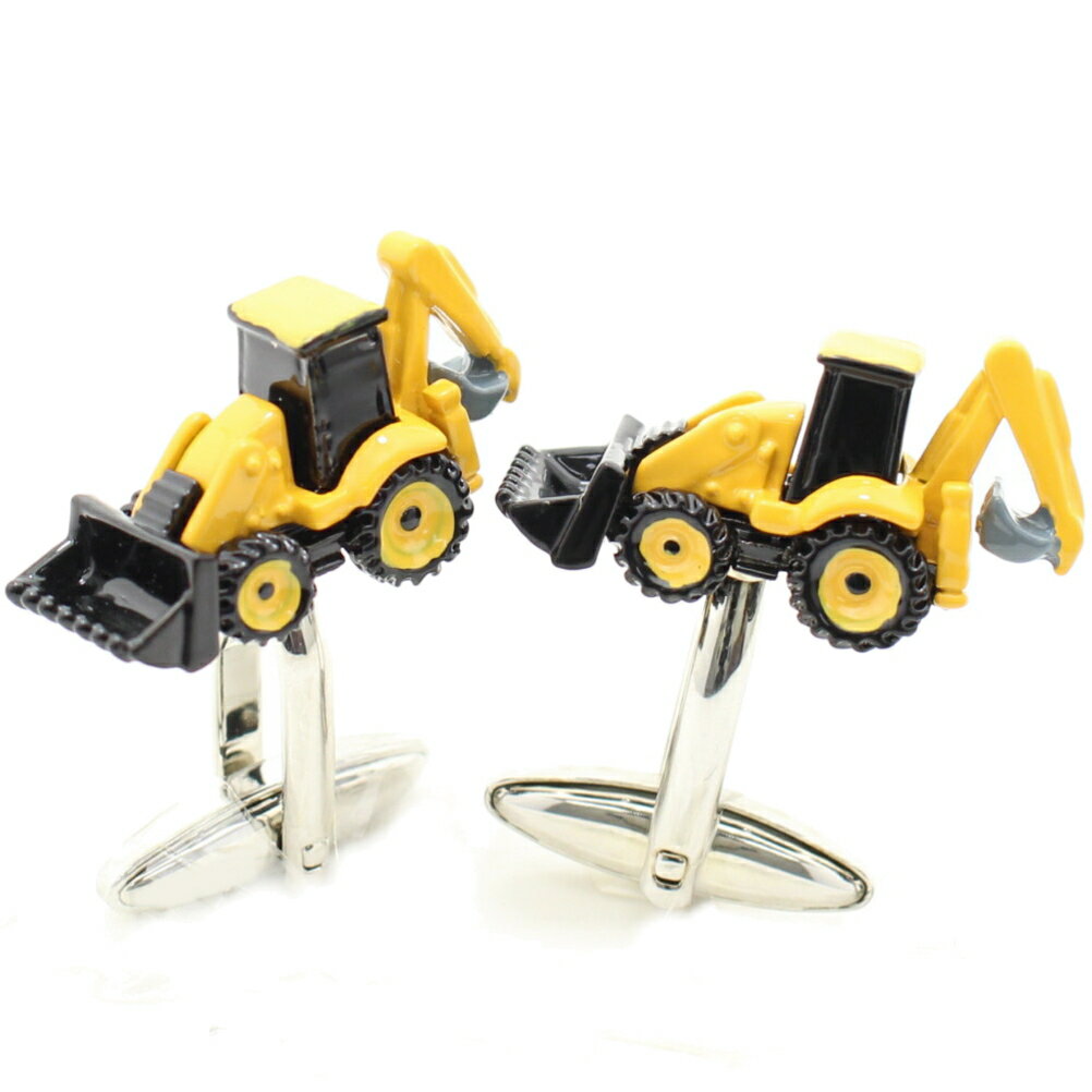 力持ちなあの人にパワーショベル イエロー カフス カフスボタン カフリンクス cufflinks cuffs メンズ 男性 結婚式 ユニーク おもしろ 面白 面...