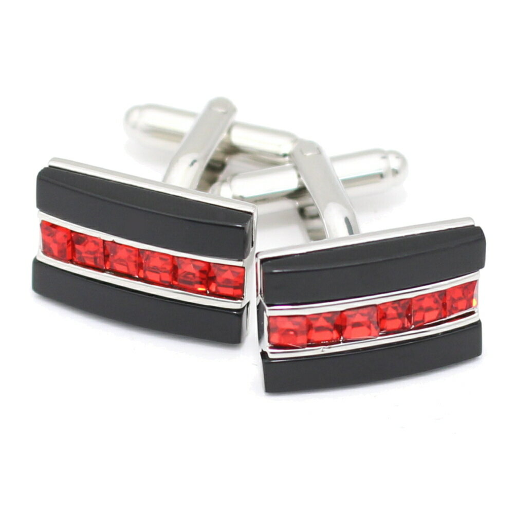 ブラック×レッドストーンライン カフス カフスボタン カフリンクス cufflinks cuffs メンズ 男性 スーツアクセサリー専門店 父の日 ギフトにも ...