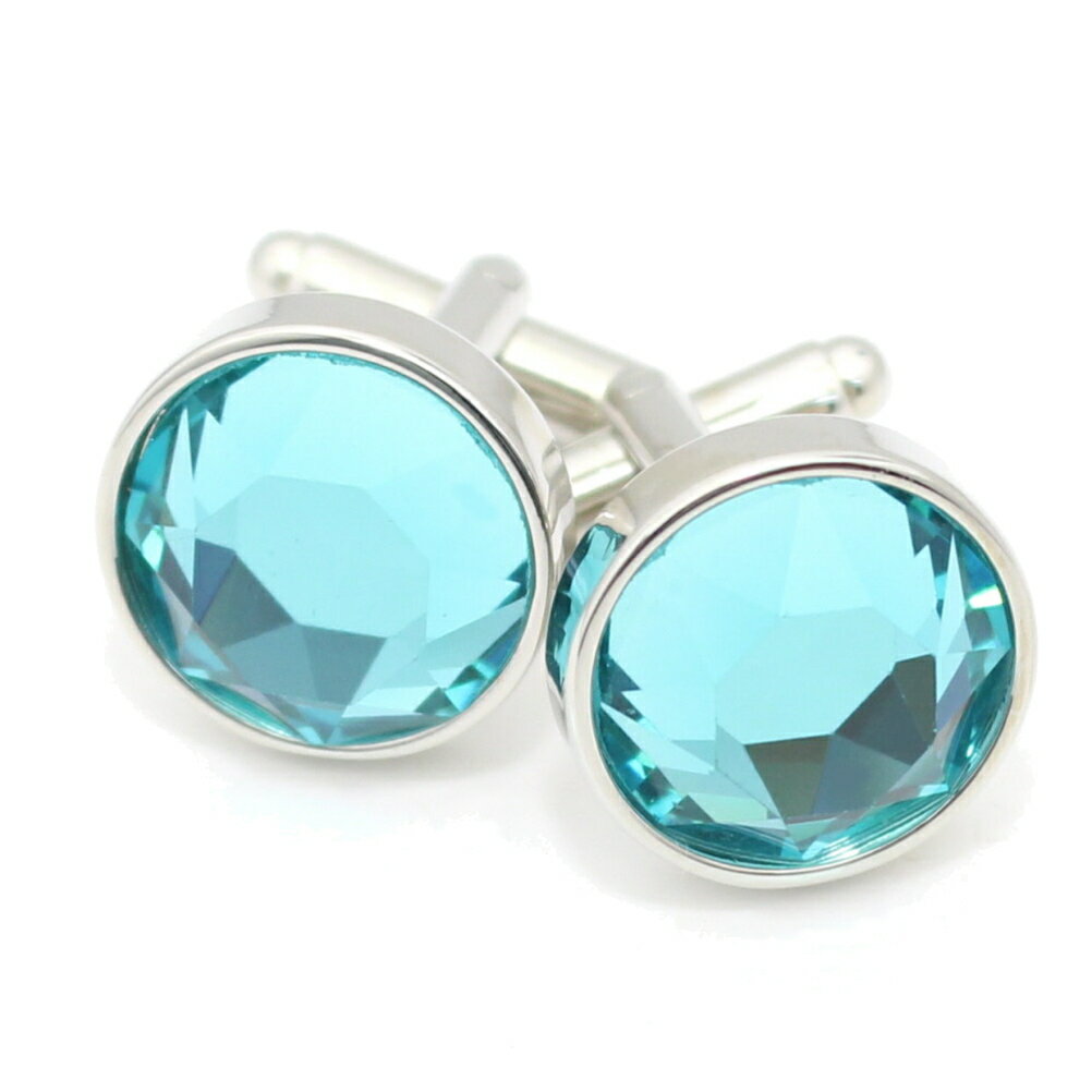アクアブルー キラキラ ラウンド カットストーン カフス カフスボタン カフリンクス cufflinks cuffs メンズ 男性 結婚式 スーツアクセサリー専...