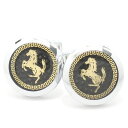 金の馬がゴージャスなブラックカーボン カフス カフスボタン カフリンクス cufflinks cuffs メンズ 男性 結婚式 ユニーク おもしろ 面白 面白い 動物 植物シリーズ スーツアクセサリー専門店 ブライダル 披露宴 二次会 お呼ばれ パーティー おしゃれ カフスマニア