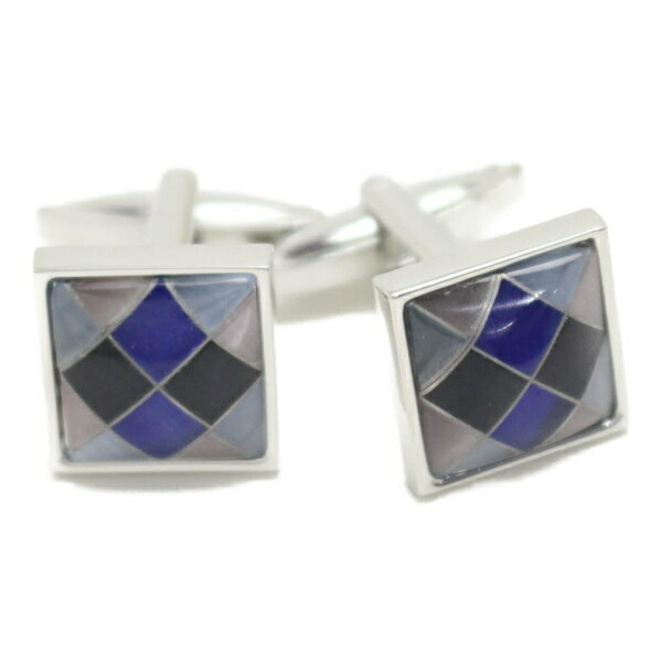 ブルー×ピンク ダイヤ柄 カフス カフリンクス カフスボタン 披露宴 お洒落 スーツアクセサリー専門店 誕生日 プレゼント プチギフト おしゃれ カフスマニア