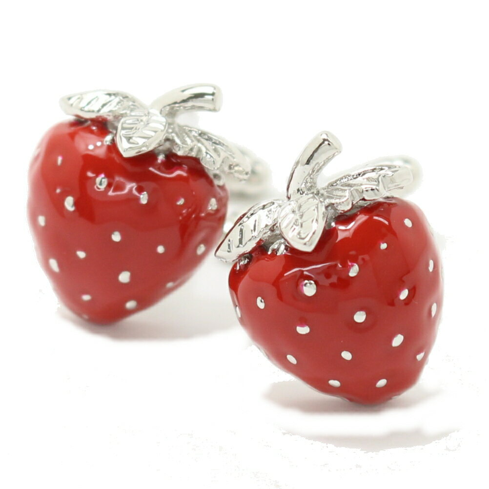 アウトレット 真っ赤に熟した可愛いイチゴ カフス カフリンクス カフスボタン 披露宴 お洒落 ユニーク おもしろ 面白 面白い 動物 植物シリーズ スーツアクセ...