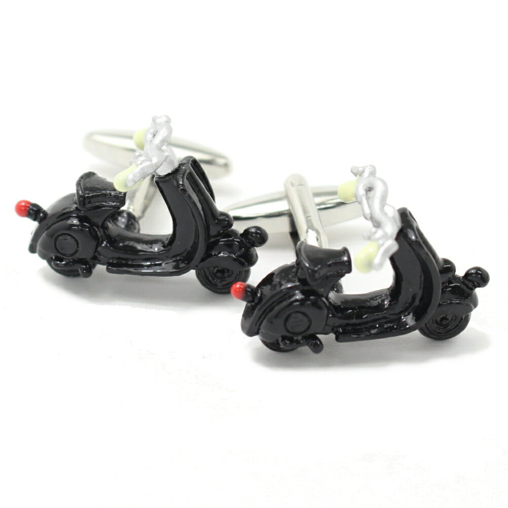 爽快な走りでどこまでもブラック スクーター カフス カフリンクス カフスボタン ユニーク おもしろ 面白 面白い 乗り物 スーツアクセサリー専門店 誕生日 プレ...