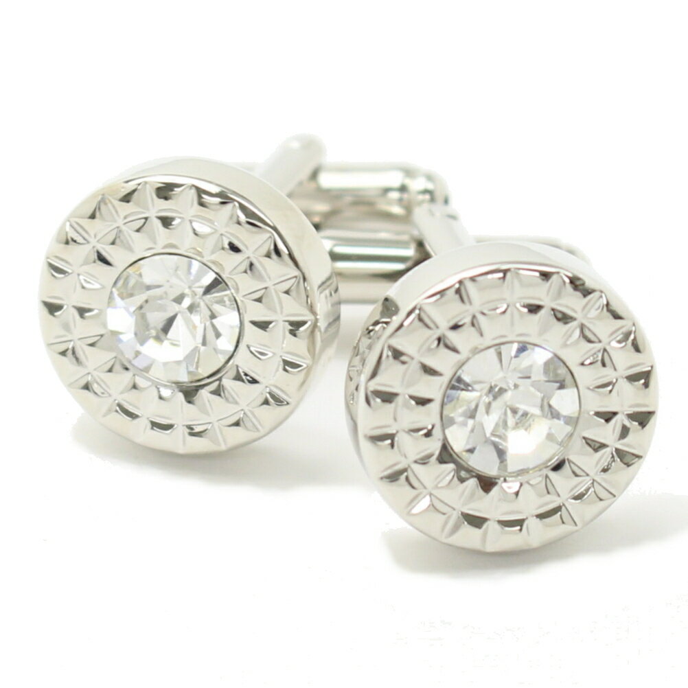 ラウンド クリアストーン ダイヤカットの荘麗なカフス カフリンクス カフスボタン 披露宴 お洒落 スーツアクセサリー専門店 誕生日 プレゼント プチギフト おし...