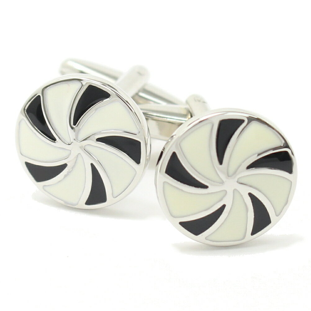 ブラック×ホワイトライン ラウンドカフス カフリンクス カフスボタン 披露宴 お洒落 スーツアクセサリー専門店 誕生日 プレゼント プチギフト おしゃれ カフス...