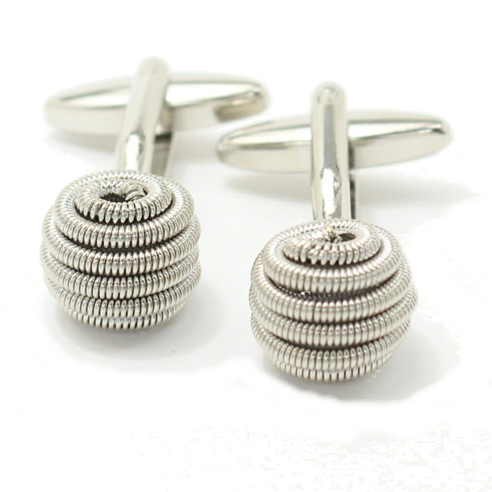 シルバーのラウンドバネのデザインカフス カフリンクス カフスボタン 披露宴 お洒落 シルバー スーツアクセサリー専門店 誕生日 プレゼント プチギフト おしゃれ...