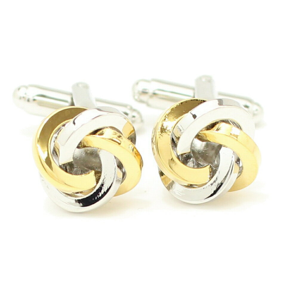 シルバー×ゴールドの結び目カフス カフスボタン カフリンクス cufflinks cuffs メンズ 男性 ゴールド シルバー スーツアクセサリー専門店 父の日...