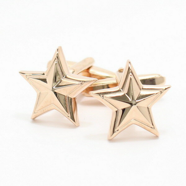 艶やかピンクゴールド×星型 スター カフス カフスボタン カフリンクス cufflinks cuffs メンズ 男性 結婚式 ユニーク おもしろ 面白 面白い ...