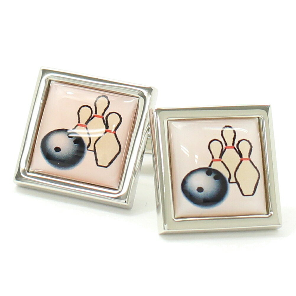 狙えストライク ボーリングのイラストカフス カフリンクス カフスボタン ユニーク おもしろ 面白 面白い スポーツ ゲーム スーツアクセサリー専門店 誕生日 プ...