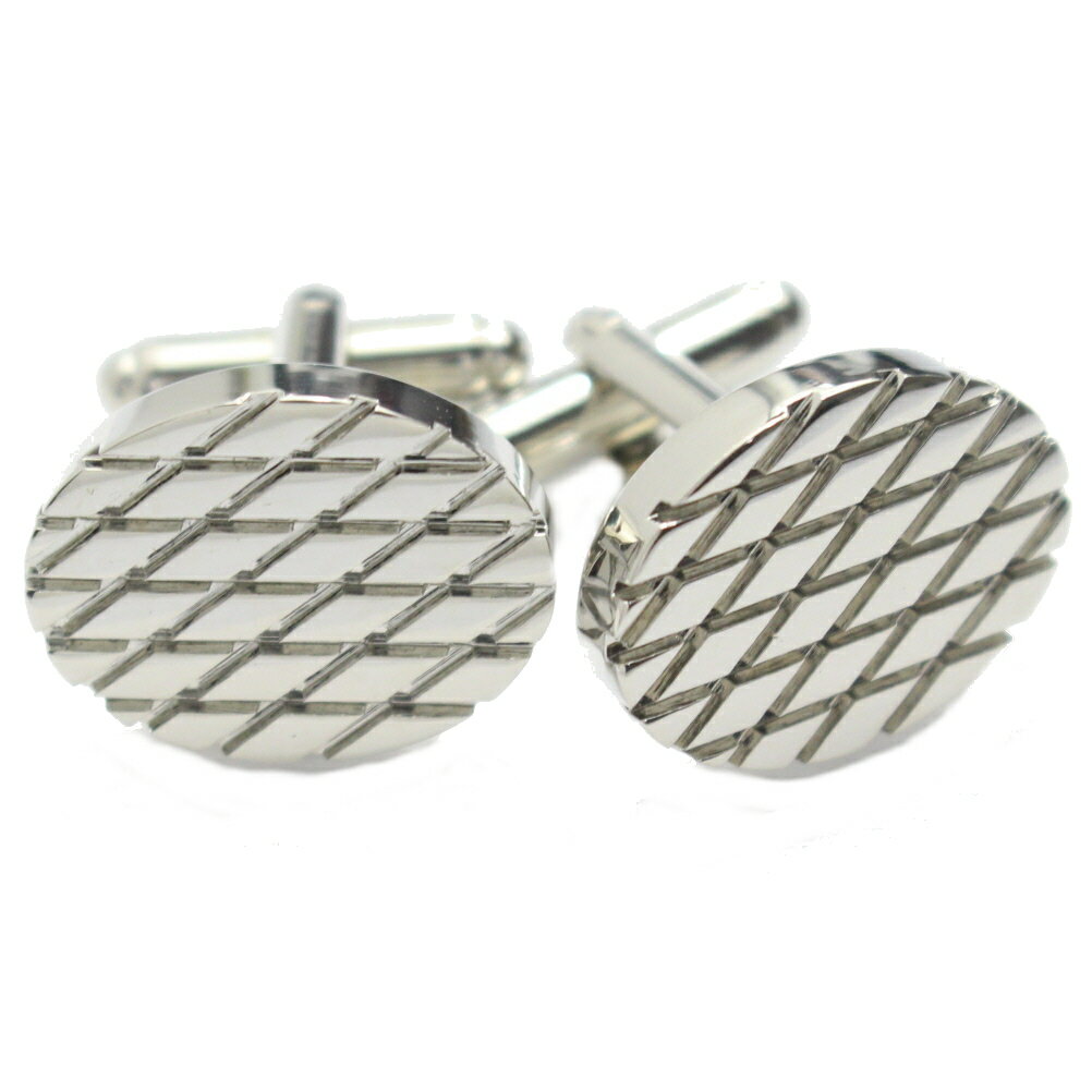 シルバー オーバル ダイヤ柄 カフス カフリンクス カフスボタン メンズジュエリー アクセサリー 贈り物 ギフト パーティー 結婚式 オシャレ シルバー スーツ...
