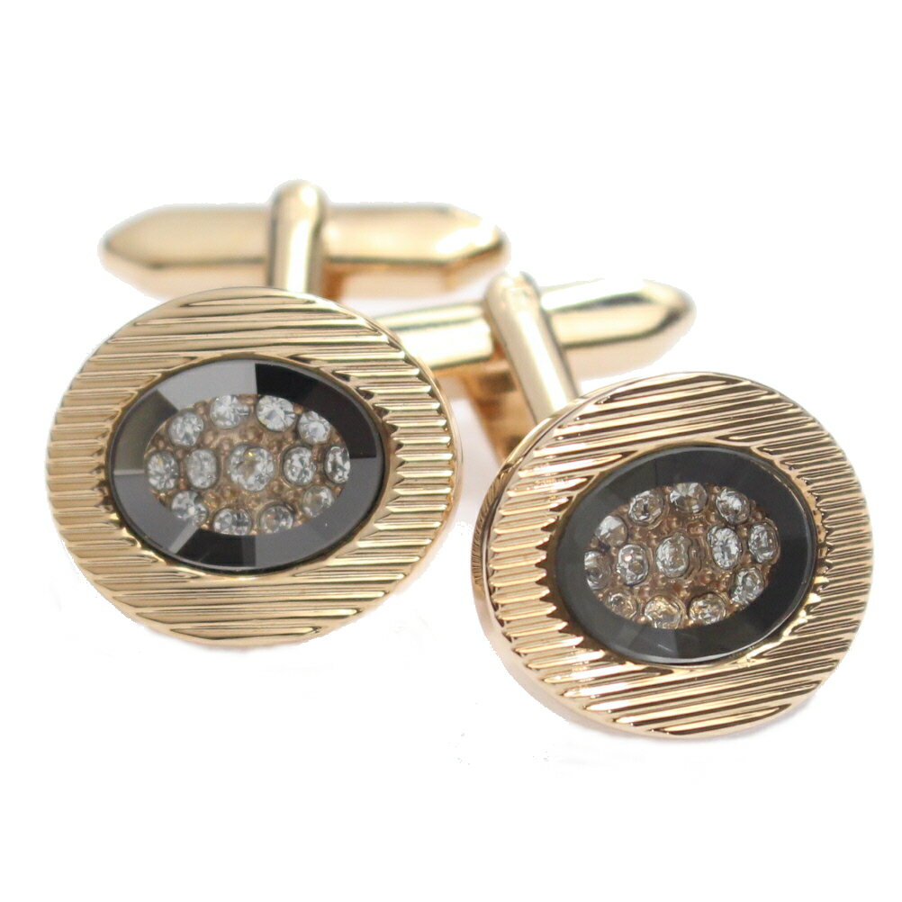 ゴールド オーバル きらきらストーン カフス カフリンクス カフスボタン メンズジュエリー アクセサリー 贈り物 ギフト 結婚式 オシャレ ゴールド スーツアク...