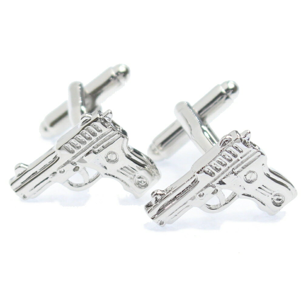 シルバー ピストル カフス カフリンクス カフスボタン メンズジュエリー アクセサリー 贈り物 ギフト パーティー 結婚式 オシャレ シルバー スーツアクセサリ...