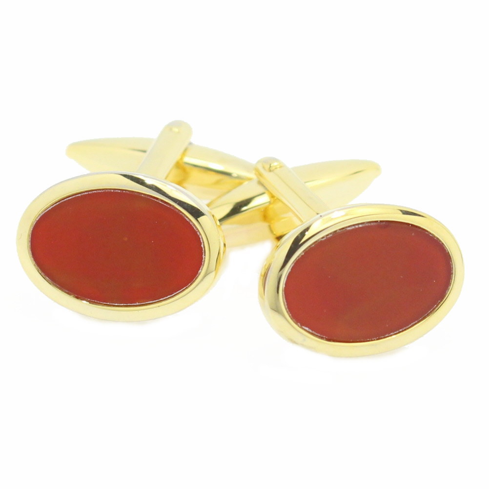 ゴールド×カーネリアン オーバル カフス カフリンクス カフスボタン メンズジュエリー アクセサリー 贈り物 ギフト パーティー 結婚式 オシャレ ゴールド ス...