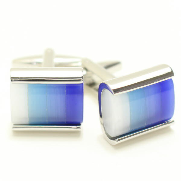 4色ブルーのグラデーション キャッツアイ カフス スーツアクセサリー専門店 誕生日 プレゼント プチギフト おしゃれ カフスマニア