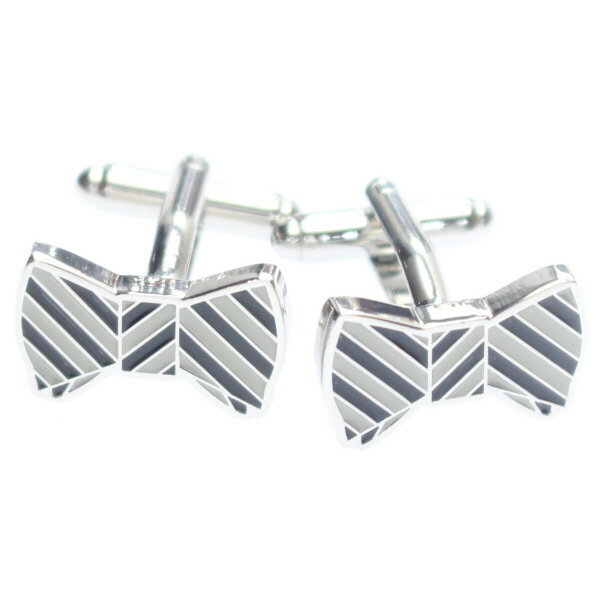 ブラック×グレー リボン カフス カフリンクス カフスボタン メンズジュエリー アクセサリー 贈り物 ギフト パーティー 結婚式 オシャレ スーツアクセサリー専...