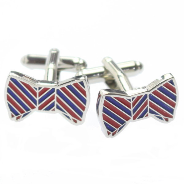 ブルー×レッド リボン カフス カフリンクス カフスボタン メンズジュエリー アクセサリー 贈り物 ギフト パーティー 結婚式 オシャレ スーツアクセサリー専門...
