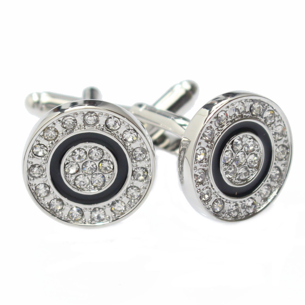クリスタルのきらきらラウンドカフス カフリンクス カフスボタン メンズジュエリー アクセサリー 贈り物 ギフト パーティー 結婚式 オシャレ スーツアクセサリー...