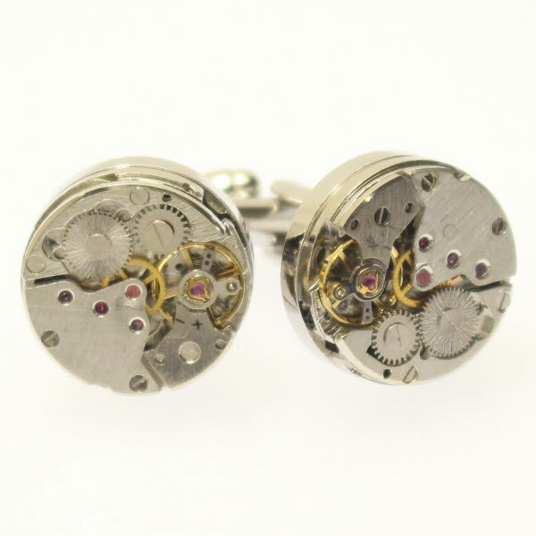 シルバー メカニカルギア ラウンド カフス スーツアクセサリー専門店 誕生日 プレゼント プチギフト おしゃれ カフスマニア