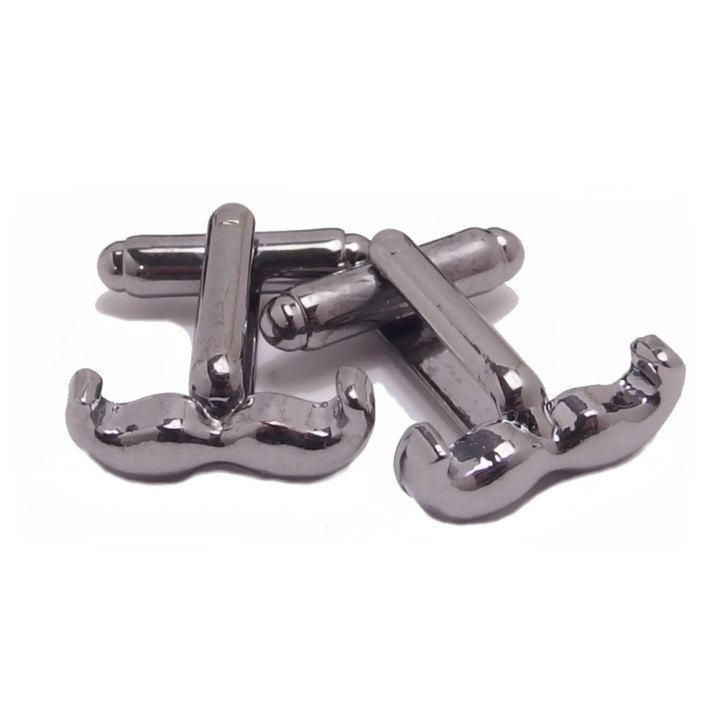 ガンメタル 口髭マスタッシュ カフス スーツアクセサリー専門店 誕生日 プレゼント プチギフト おしゃれ カフスマニア