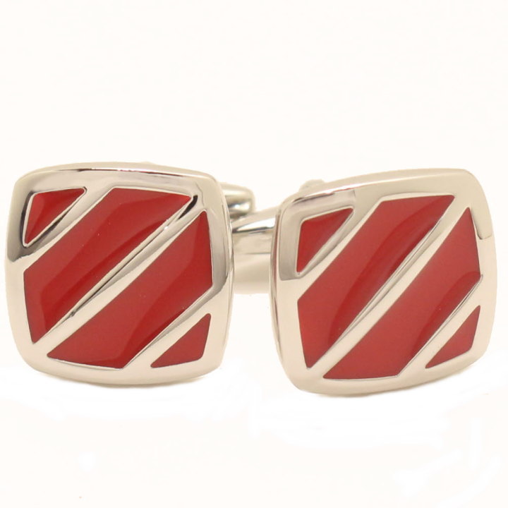 アウトレットエナメルライン 朱色のスクエアカフス スーツアクセサリー専門店 誕生日 プレゼント プチギフト おしゃれ カフスマニア