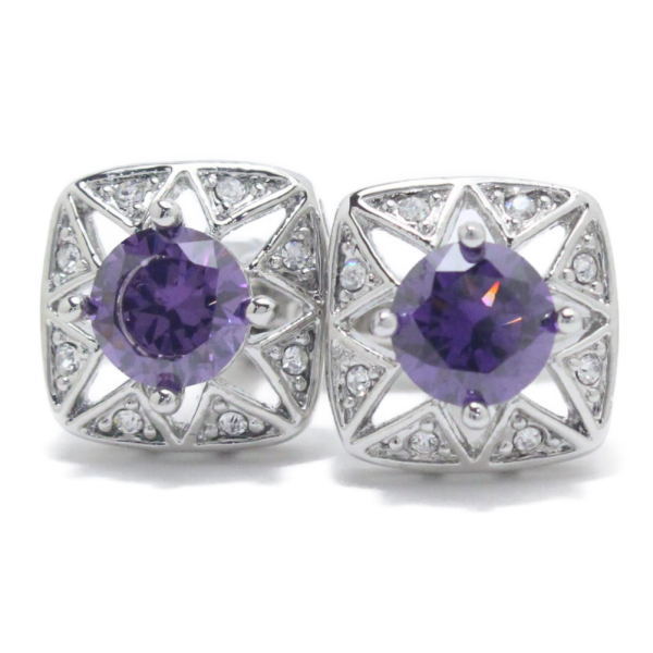 パープル 紫 ディメンショナル きらきら ストーン カフス カフリンクス カフスボタン スーツアクセサリー専門店 誕生日 プレゼント プチギフト おしゃれ カフ...