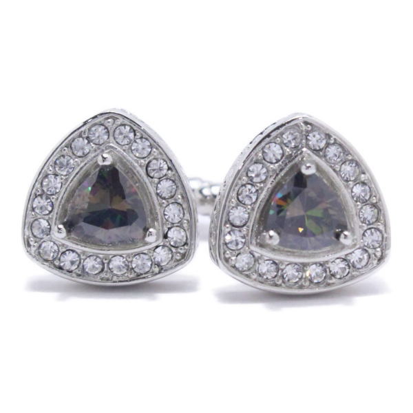 トライアングル ブラウン ストーン きらきら カフス カフリンクス カフスボタン スーツアクセサリー専門店 誕生日 プレゼント プチギフト おしゃれ カフスマニ...