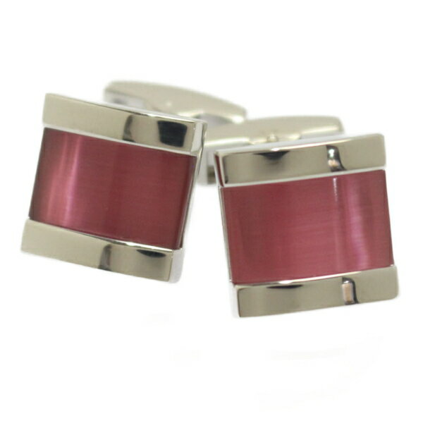 ピンク マゼンタ キャッツアイ スクエア カフス カフリンクス カフスボタン スーツアクセサリー専門店 誕生日 プレゼント プチギフト おしゃれ カフスマニア