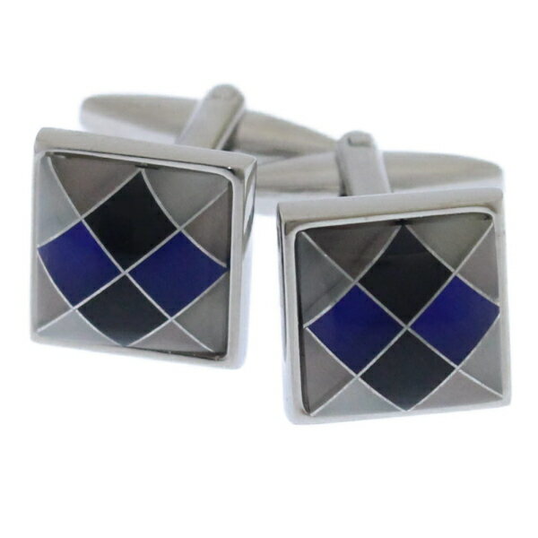 ブルー ブラック ダイヤ柄 カフス カフリンクス カフスボタン スーツアクセサリー専門店 プレゼント プチギフト おしゃれ カフスマニア