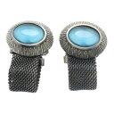 アンティークシルバー ラップアラウンド ブルーキャッツアイ カフス カフリンクス カフスボタン スーツアクセサリー専門店 プレゼント プチギフト おしゃれ カフ...