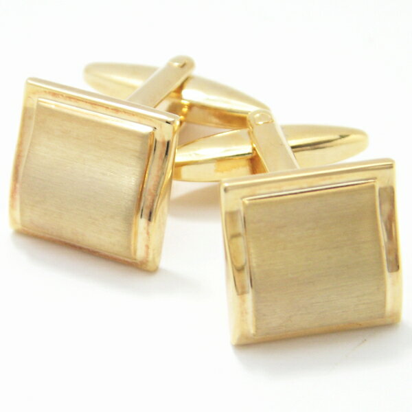 シンプル スクウェアのゴールドカフス カフスボタン カフリンクス スーツアクセサリー専門店 誕生日 プレゼント プチギフト おしゃれ カフスマニア