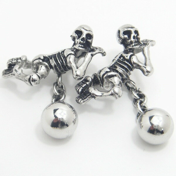 たまには骨休みしてねLazyな寝そべりガイコツ カフス カフスボタン カフリンクス cufflinks cuffs メンズ 男性 結婚式 ユニーク おもしろ 面...