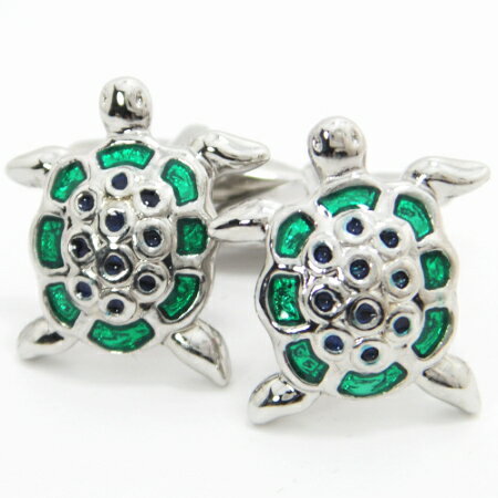 緑の海亀カフス カフスボタン カフリンクス cufflinks cuffs メンズ 男性 ユニーク おもしろ 面白 面白い 動物 植物シリーズ スーツアクセサリ...