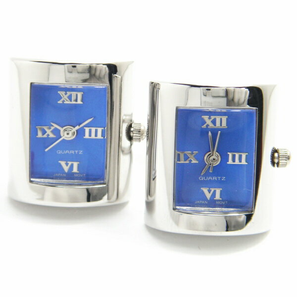 JanLeslie ブルー レクタングル時計 カフス カフスボタン カフリンクス cufflinks cuffs メンズ 男性 披露宴 お洒落 スーツアクセサリー専門店 父の日 ギフトにも 誕生日 プレゼント プチギフト おしゃれ カフスマニア