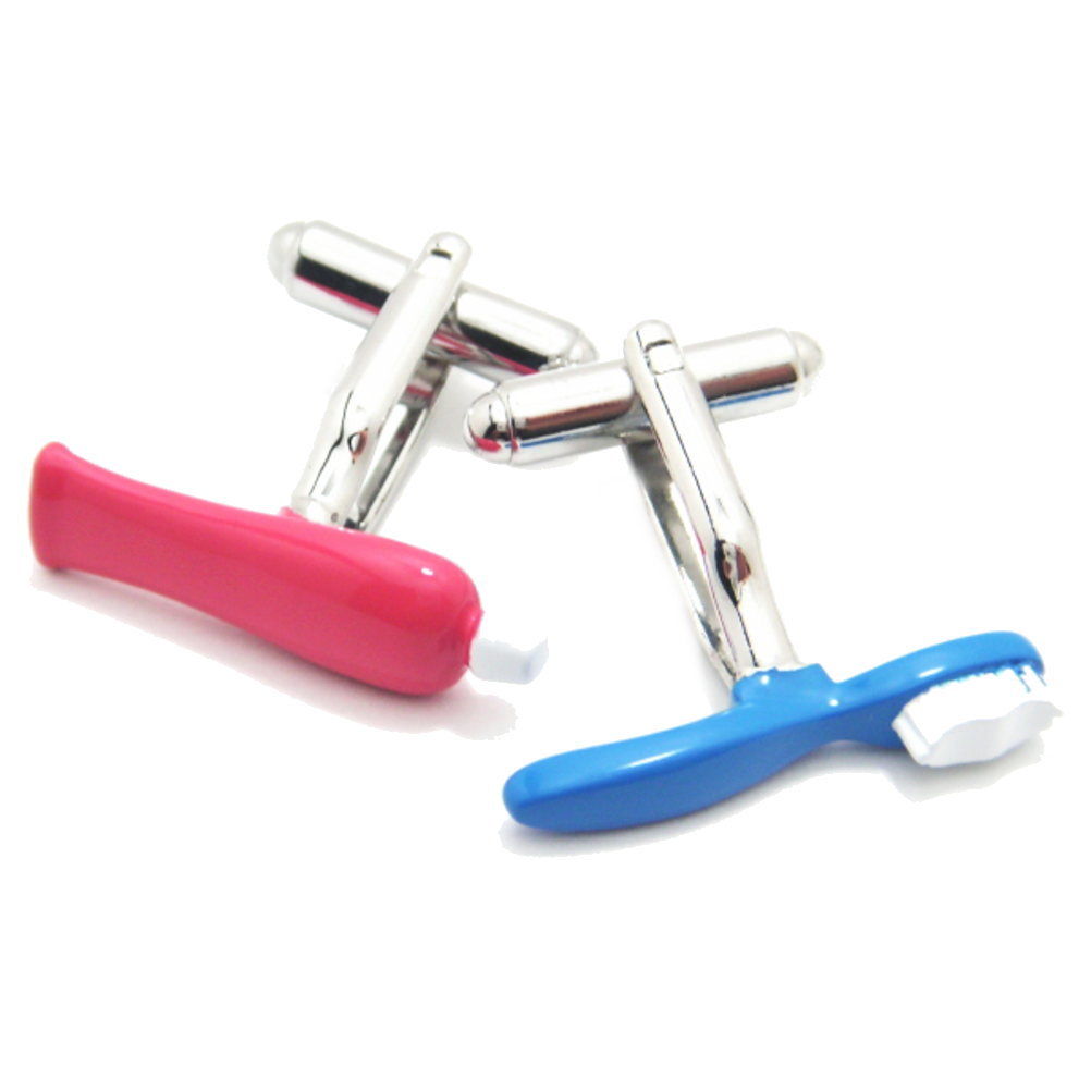 お口のエチケットでさわやかな朝を 歯磨き粉と歯ブラシ カフスカフス ユニーク おもしろ 面白 面白い リアルな スーツアクセサリー専門店 誕生日 プレゼント プ...