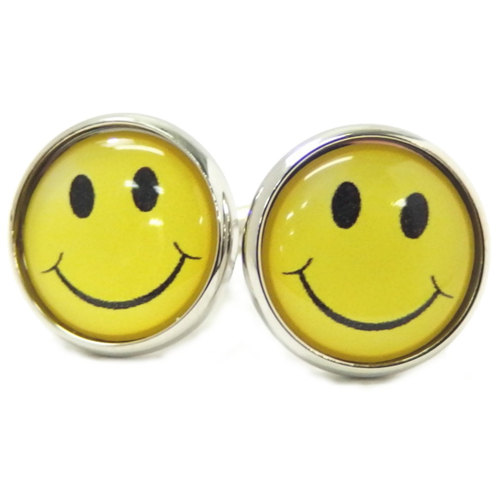 いつも心に微笑みを 懐かしいスマイルマーク カフス カフスボタン カフリンクス cufflinks cuffs メンズ 男性 結婚式 ユニーク キャラクター ス...