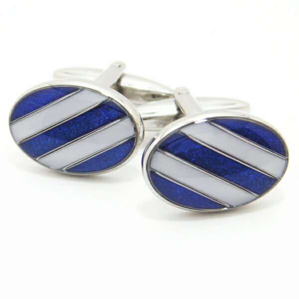 青&白のレジメンタルストライプ カフス カフスボタン カフリンクス cufflinks cuffs メンズ 男性 関東 カフス 誕生日 プチギフト お祝い パー...