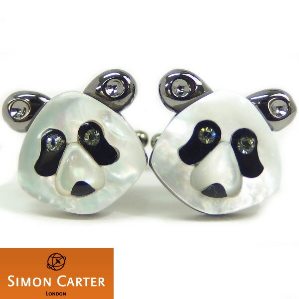 カフス サイモンカーター 英国 ブランド SIMON CARTER パール オニキスとスワロフスキーのパンダカフス カフスボタン カフリンクス cufflinks cuffs メンズ 男性 ユニーク 動物 植物シリーズ スーツアクセサリー専門店 誕生日 プレゼント プチギフト おしゃれ カフスマニア