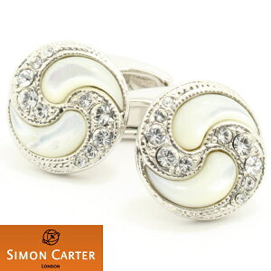 カフス サイモンカーター 英国 ブランド SIMON CARTER DECO SWIRLマザー オブ パール カフス カフスボタン カフリンクス cufflinks cuffs メンズ 男性 カフス おしゃれ プレゼント プチギフト 誕生日 贈り物 パーティー 結婚式 スーツアクセサリー専門店 プチギフト