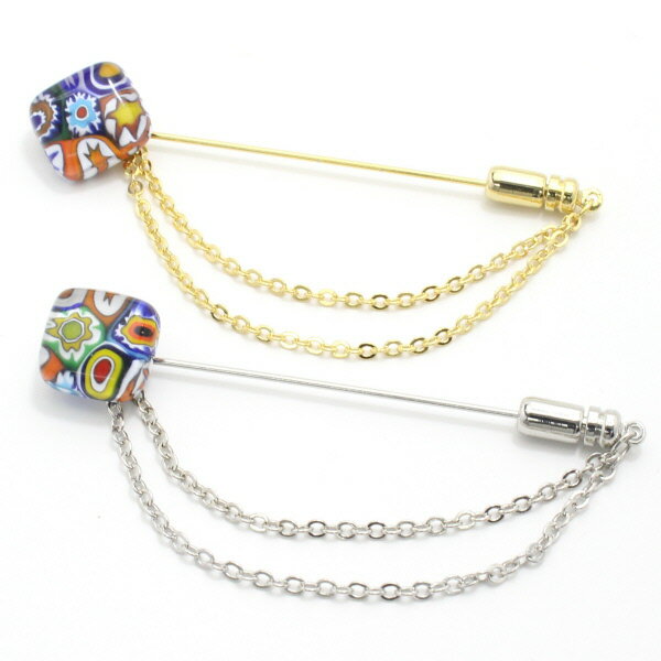 全4種 ムラーノ ベネチアンガラス モザイク ムッリーネ クリアのラペルピン ラペルブローチ ラペルピン 誕生日 贈り物 プチギフト スーツアクセサリー専門店 ...