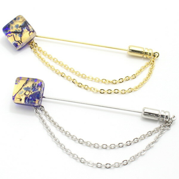 全4種 ムラーノ ベネチアンガラス ゴールド×ブルーのラペルピン ラペルブローチ ラペルピン 誕生日 贈り物 プチギフト ゴールド スーツアクセサリー専門店 誕...