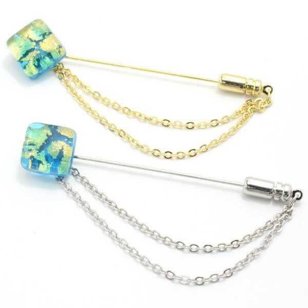 全4種 ムラーノ ベネチアンガラス ゴールド×アクアのラペルピン ラペルブローチ ラペルピン 誕生日 贈り物 プチギフト ゴールド スーツアクセサリー専門店 誕...