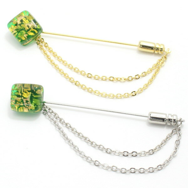 全4種 ムラーノ ベネチアンガラス ゴールド×グリーンのラペルピン ラペルブローチ ラペルピン 誕生日 贈り物 プチギフト ゴールド スーツアクセサリー専門店 ...