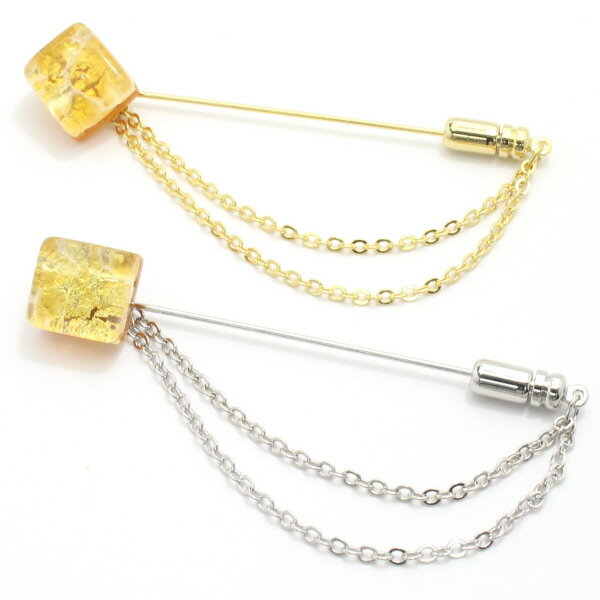 全4種 ムラーノ ベネチアンガラス ゴールド×イエローのラペルピン ラペルブローチ ラペルピン 誕生日 贈り物 プチギフト ゴールド スーツアクセサリー専門店 ...