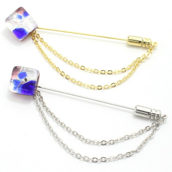 全4種 ムラーノ ベネチアンガラス パープル×ブルーのラペルピン ラペルブローチ ラペルピン 誕生日 贈り物 プチギフト スーツアクセサリー専門店 誕生日 プレ...