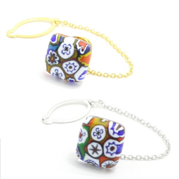 全2色 ムラーノ ベネチアンガラス モザイク ムッリーネ マットのタイタック ピンブローチ ラペルピン 誕生日 贈り物 プチギフト スーツアクセサリー専門店 誕...