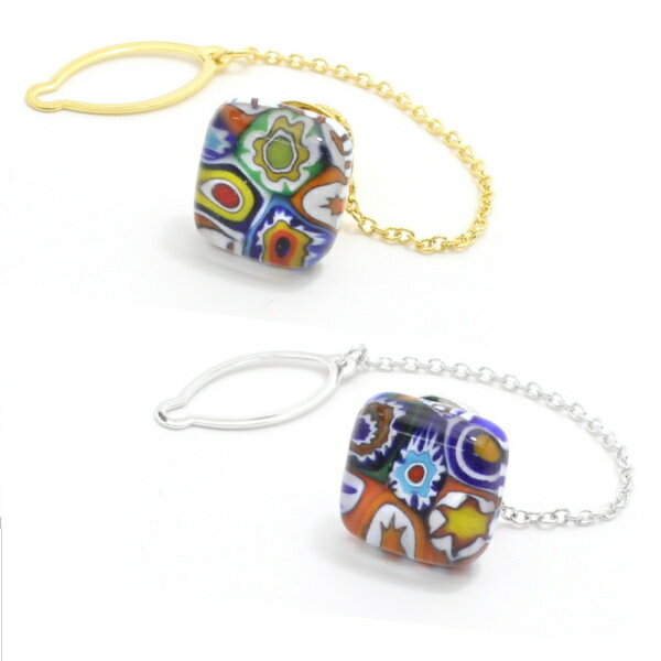 全2色 ムラーノ ベネチアンガラス モザイク ムッリーネ クリアのタイタック ピンブローチ ラペルピン 誕生日 贈り物 プチギフト スーツアクセサリー専門店 誕...